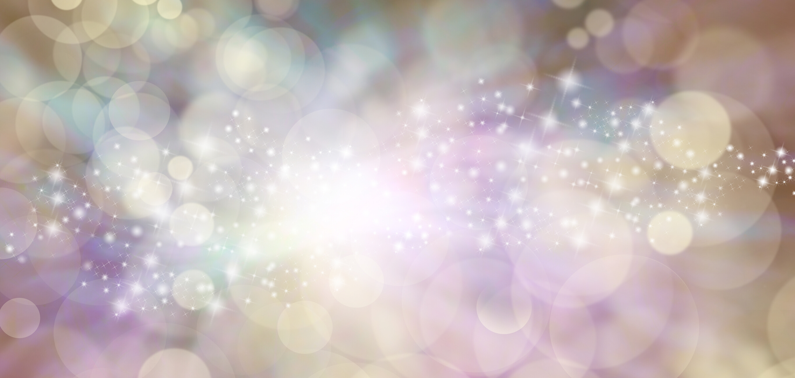 Spiritual Ethereal Angelic starry glitter bokeh background banner