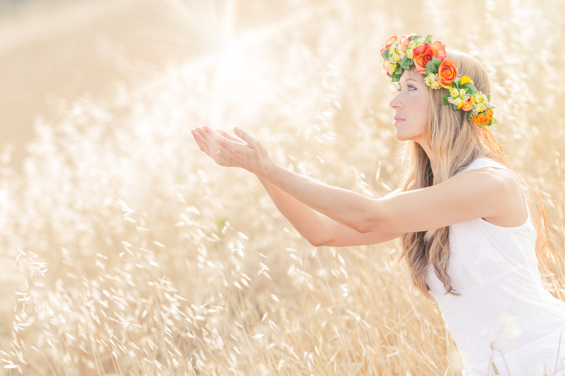 young woman offering spiritual light